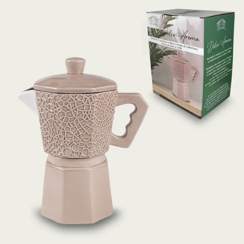 Forma Caffettiera Caffe/Zucchero Marble In Ceramica,tortora Sconto