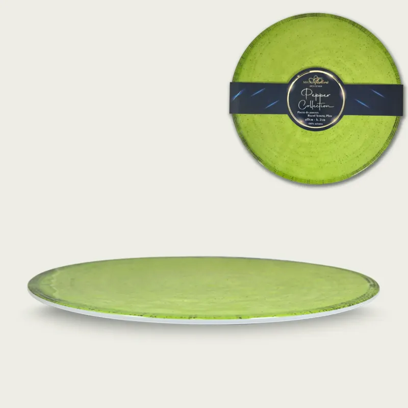Piatto Rotondo Basso Pepper In Melamina,verde Subito Disponibile