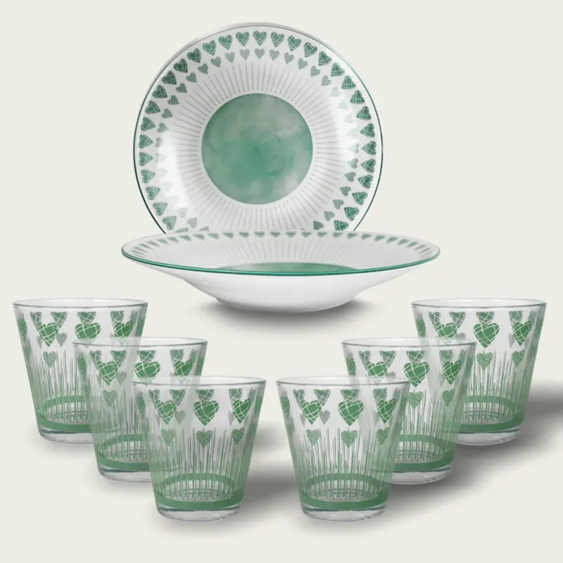 A Buon Prezzo Set 6 Bicchieri Cuoricini In Vetro 25Cl,set-piu-conveniente-6-bicchieiri-e-12-piatti-tiffany