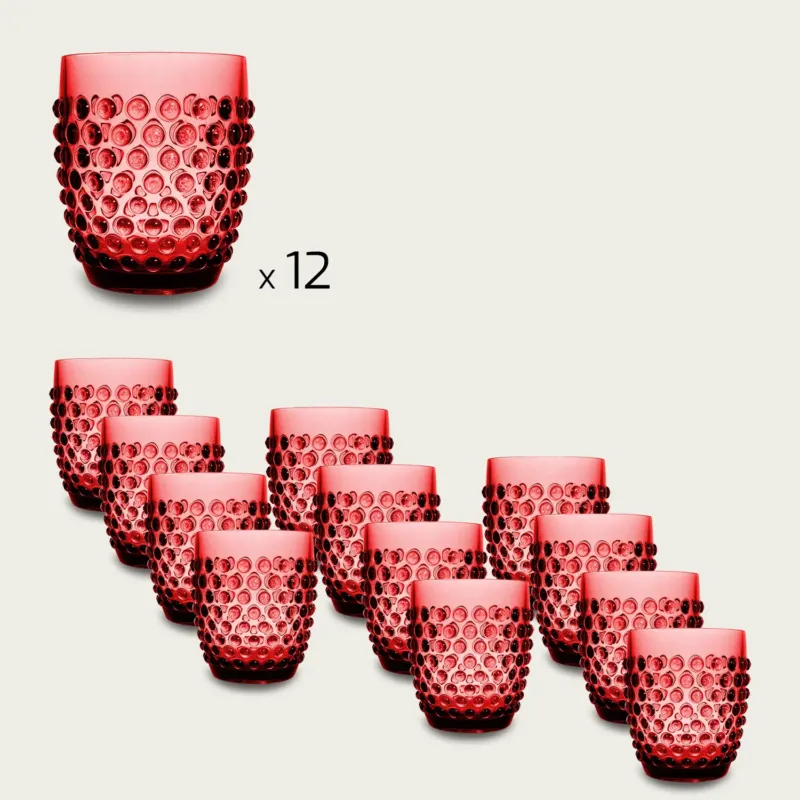 Sconto Set 12 Tumbler Dotted In Plastica,rosso