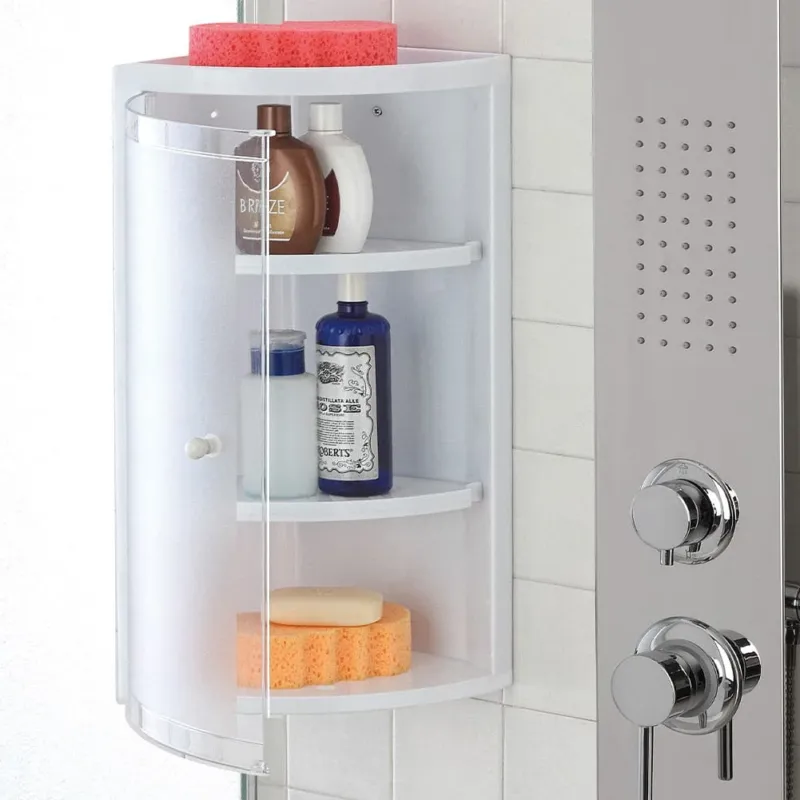 Angoliera da Bagno Plastica Bianca Anta Due Mensole Removibili 29,5x20,5x48,5cm Soddisfatti O Rimborsati