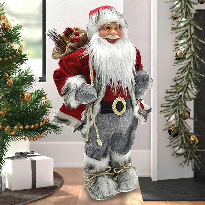 Occasione Imperdibile Babbo Natale Classico 80cm Colore Rosso Grigio Decorazione Natalizia Realistica