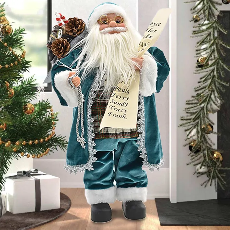 Quantità Limitata Statuina Babbo Natale Classico 60 cm Colore Tiffany Addobbo Natalizio Realistica