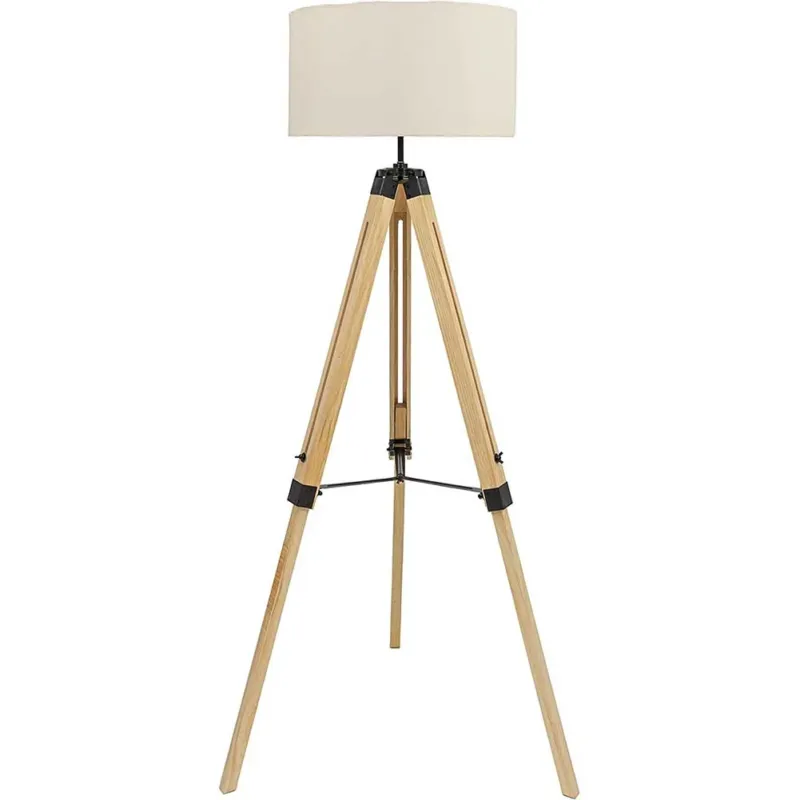 Lampada da Terra Lettura Treppiedi di Legno Stile Scandinavo Regolabile Beige Compra Adesso