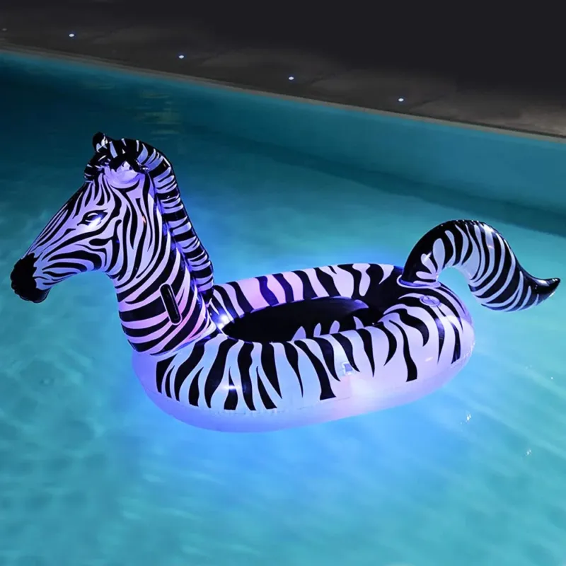Zebra Gonfiabile Gigante con Luci LED Cambio Colore Isola Materassino Piscina Promo Stagionale