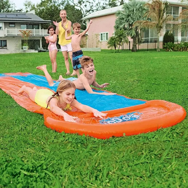 Occasione Acqua Scivolo Ferroviario Doppio Bambini 488cm Gioco Esterno Giardino Piscina