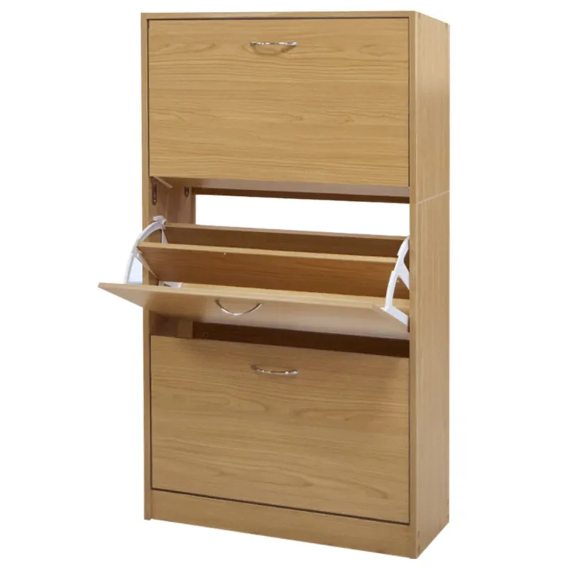 Sconto Scarpiera 3 Ante Ripiani Porta Scarpe Doppia Profondita Legno 63x24x115 Quercia