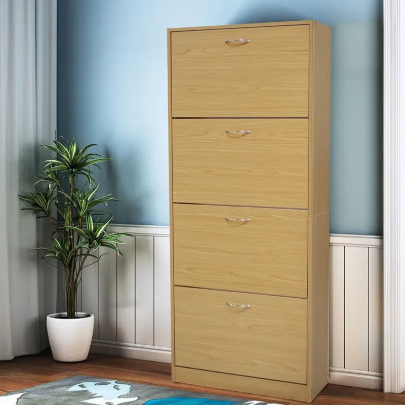 Solo Oggi Scarpiera 4 Ante Ripiani Porta Scarpe Doppia Profondita Legno 63x24x150 Quercia