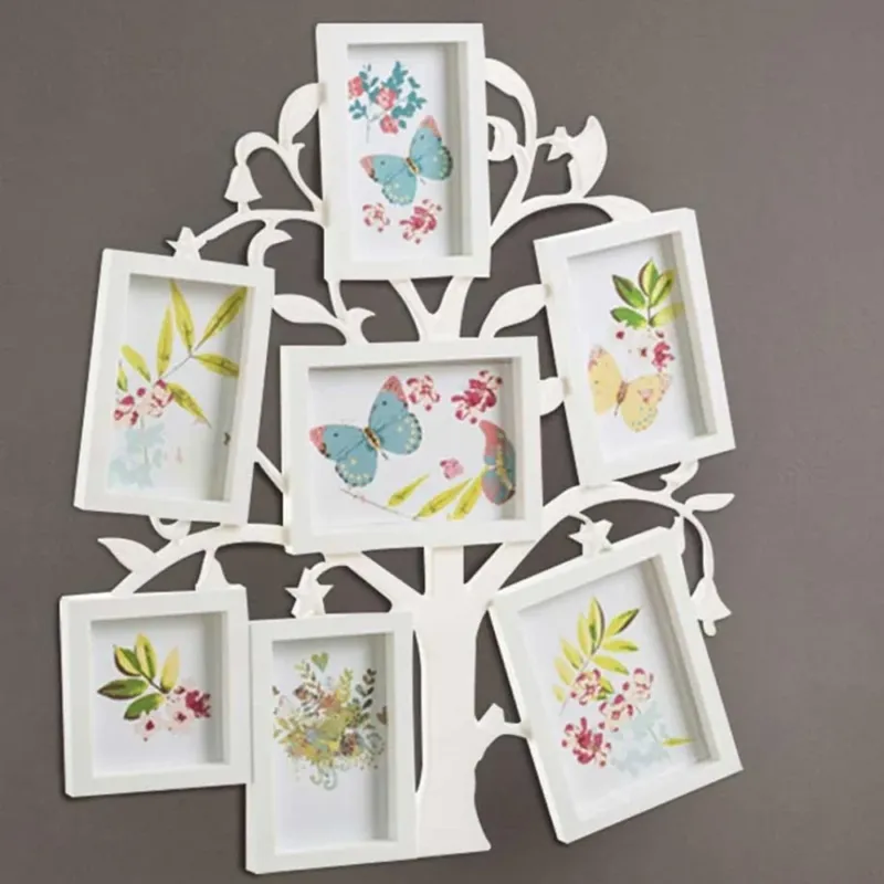 Portafoto Da Parete Albero Della Vita Con 7 Posti Porta Foto In Plastica Bianco Must-Have