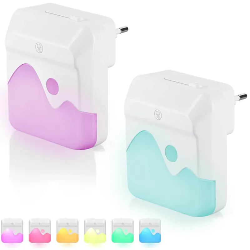 Must-Have 2 Lampade Notte Luce Notturna LED 3 Funzioni RGB Bianco Dimmerabile Crepuscolare