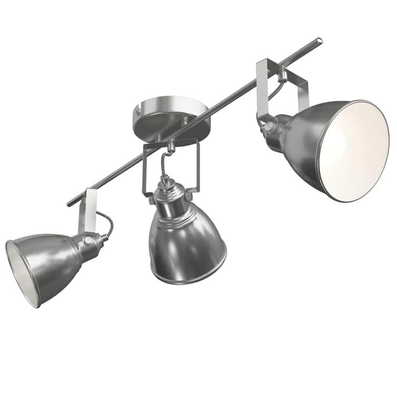 Lampadario Lampada 3 Luci Faretti Direzionabili Metallo Design Moderno E14 Silve Esclusivo
