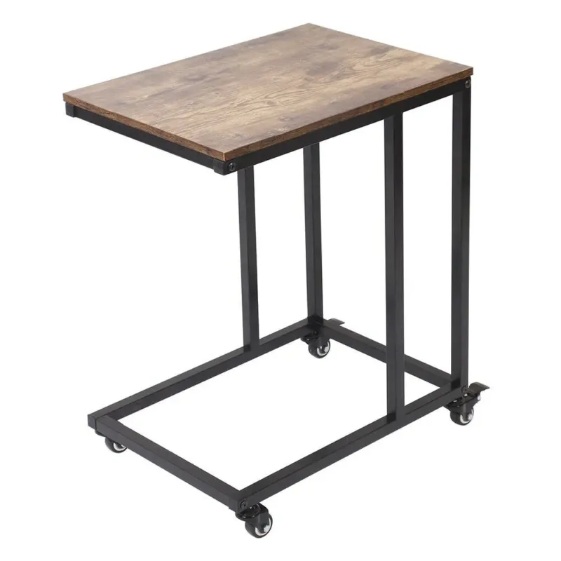 Tavolino da Caffe Porta Pc Laterale Divano Letto Metallo legno con Ruote Moderno Soddisfatti O Rimborsati