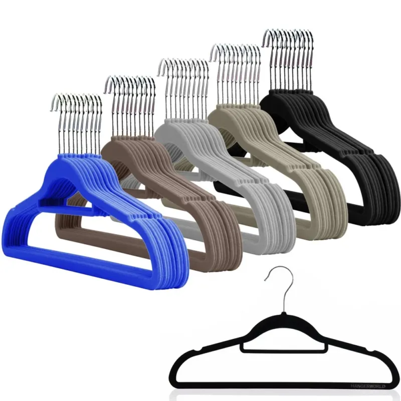 Offerta Lampo Set 100 Grucce Appendiabiti Stampelle in Velluto Porta Abiti Armadio Casa 5 Col.