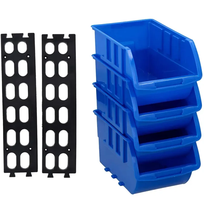 Spedizione Espresso Set 4 Contenitori Box Porta Minuteria Attrezzi Lavoro con 2 Staffe da Parete