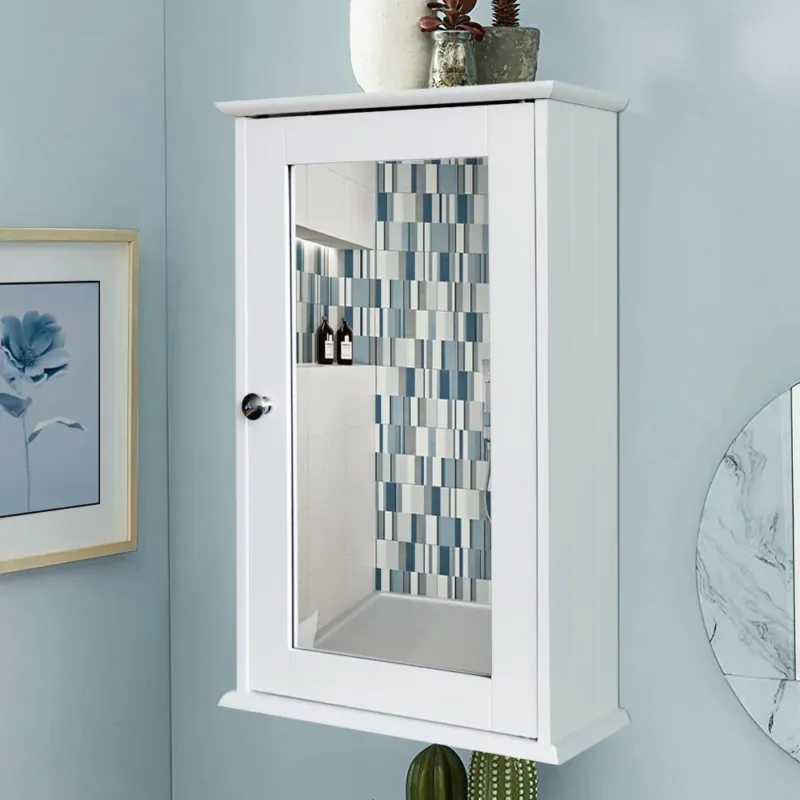 Promozione Mobiletto Specchiera Pensile Parete Bagno Armadietto con Specchio Legno 1 Anta