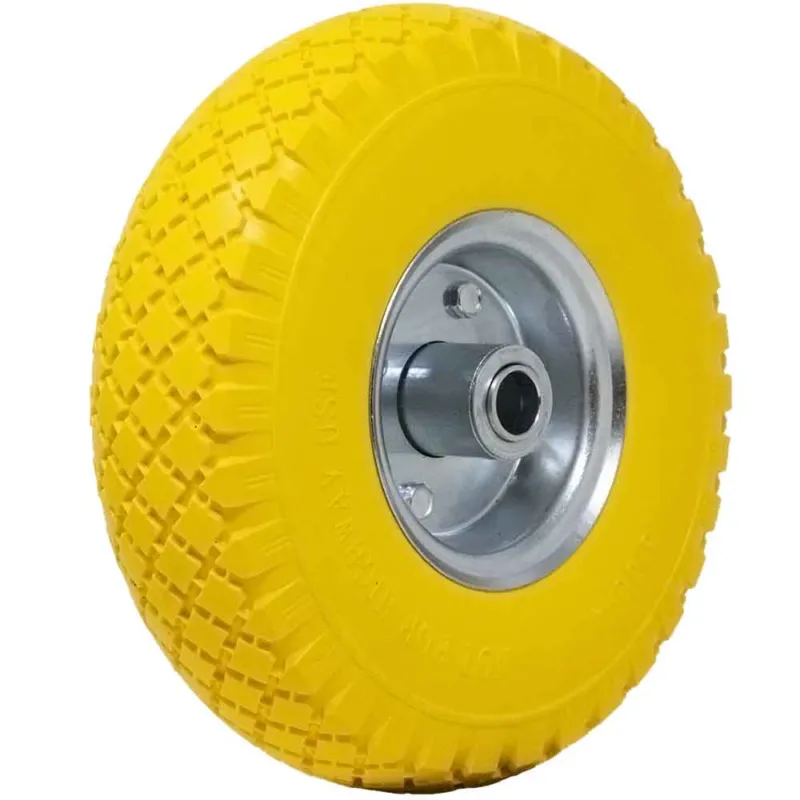 Compra Online Ruota Piena Antiforatura PU Gialla Carrello Carriola 25cm Cerchio in Acciaio