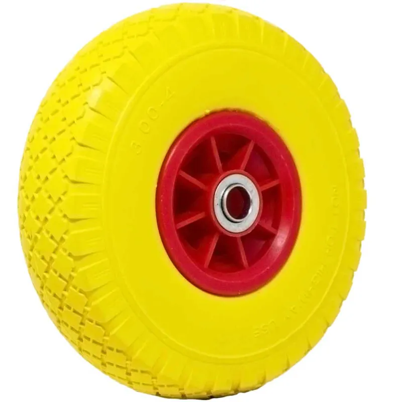 Promozione Esclusiva Ruota Piena Antiforatura PU Gialla Carrello Carriola 25 cm Cerchio in Plastica