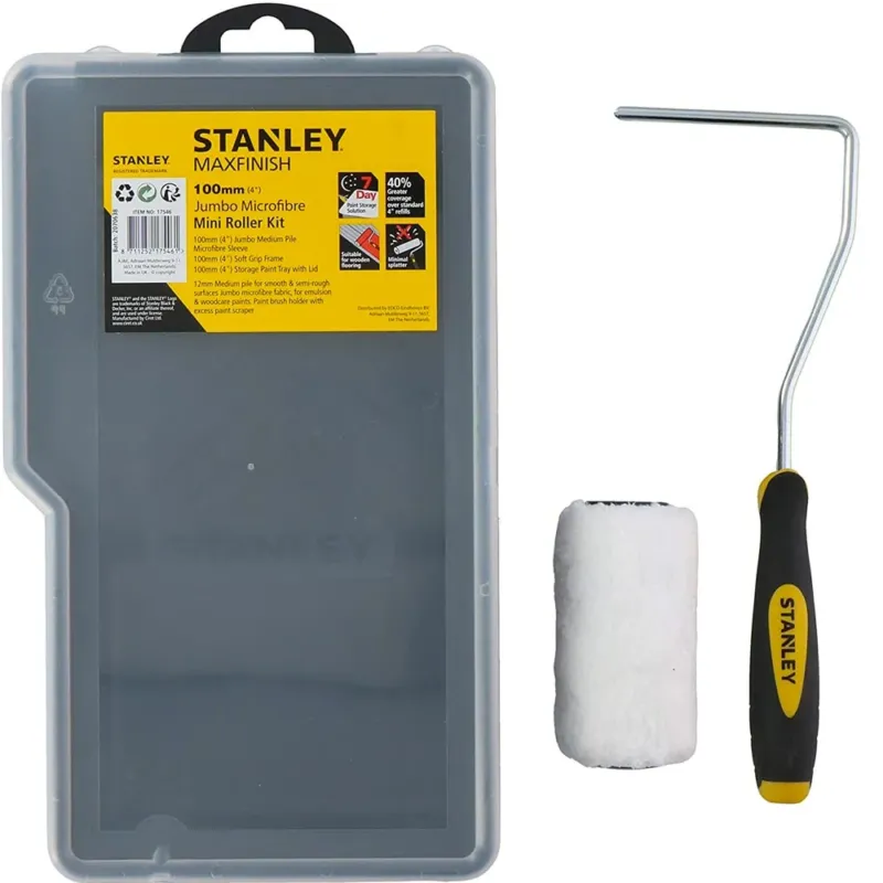 Set Pittore Stanley con Rullo 10cm e Vaschetta Pittura Verniciare Pareti Casa Ultima Occasione