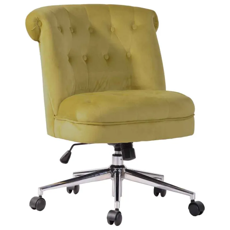 Poltrona Sedia Scrivania Ufficio Girevole Tessuto Velluto Design Moderno Senape Di Tendenza