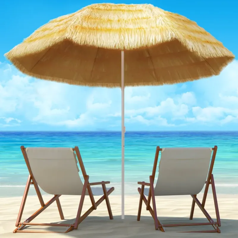 Offerta Limitata Ombrellone Mare Spiaggia Giardino Hawaii 180cm Con Frange Palo 32mm Acciaio