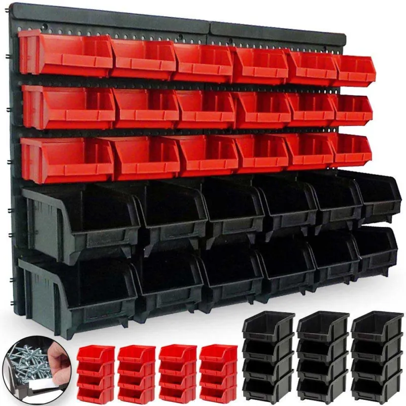 Pannello Da Parete Con 32 Box Portautensili Contenitori Attrezzi Officina Garage Spedizione Espresso