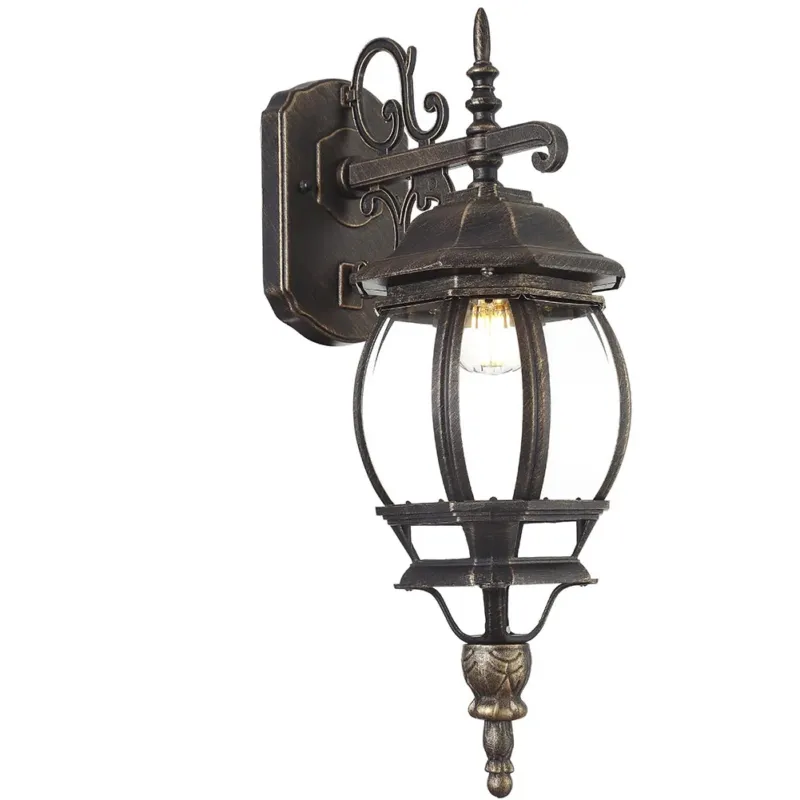 Lampione Vittoriano Classico a Parete Lampada Applique Esterno Alluminio Ottone Popolare