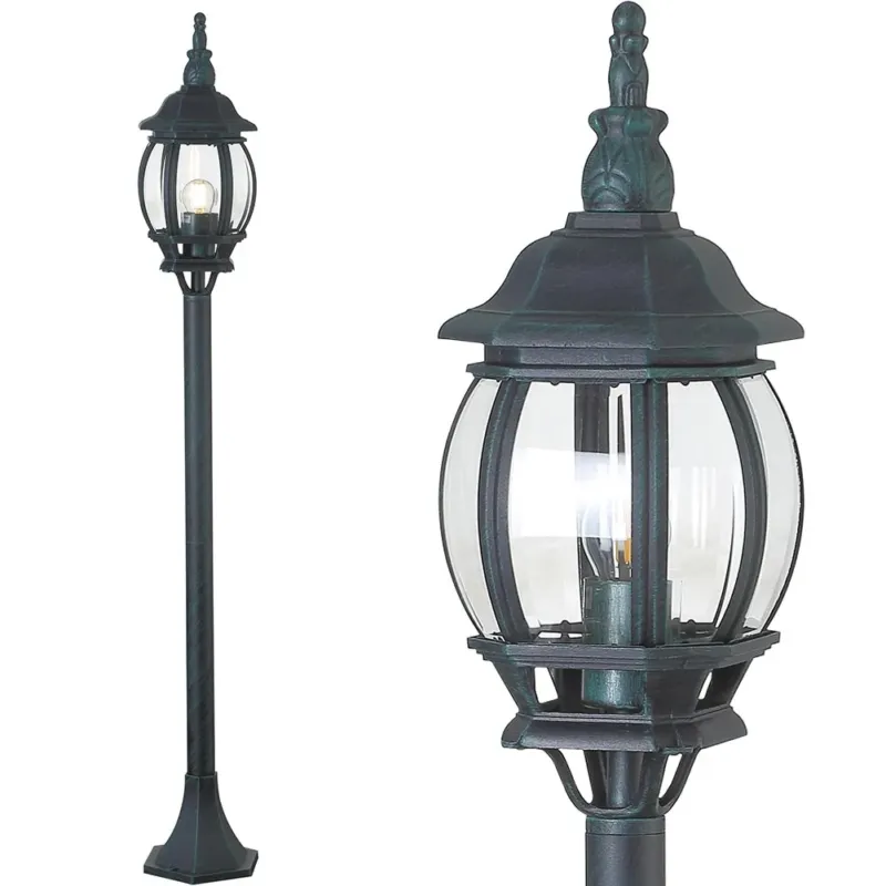 Lampione Vittoriano Classico da Giardino Lampada Esterno Alluminio 108cm Verde Reso Gratuito