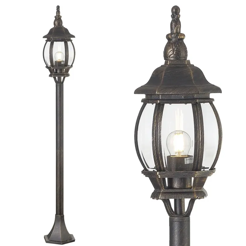 Offerta Lampo Lampione Vittoriano Classico da Giardino Lampada Esterno Alluminio 108cm Ottone