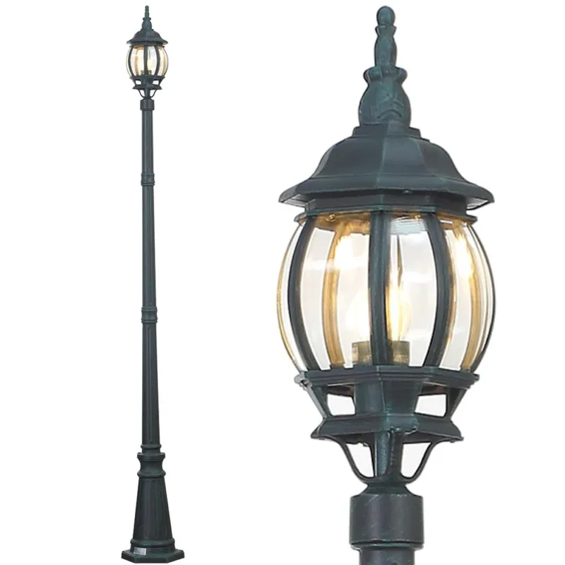 Lampione Vittoriano Classico da Giardino Lampada Esterno Alluminio 202 cm Verde Prezzo Ridotto