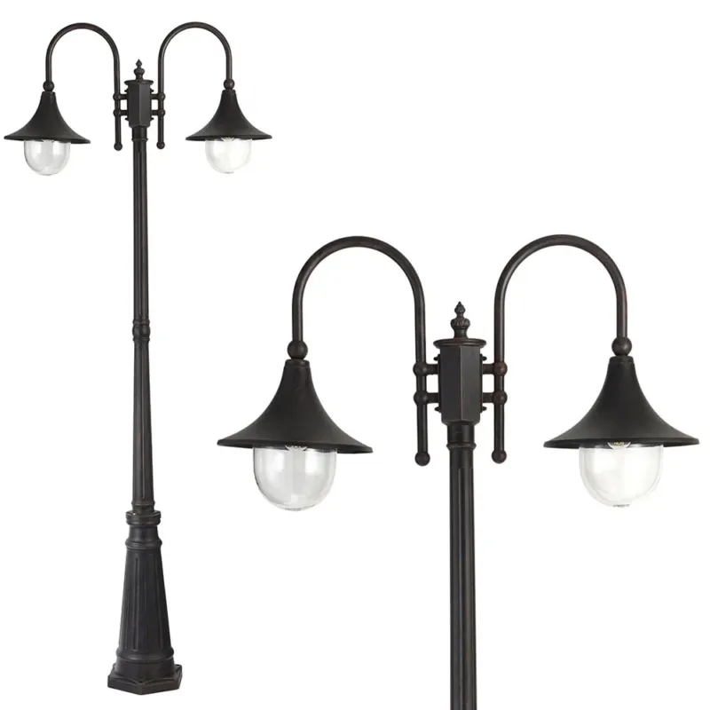 Lampione Vittoriano Classico da Giardino 2 Lanterne Arco in Alluminio 220cm Promozione Esclusiva