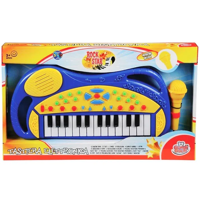 Tastiera Elettronica Rock Star Con Microfono 27 Tasti Luci E Suoni Grandi Giochi Economico