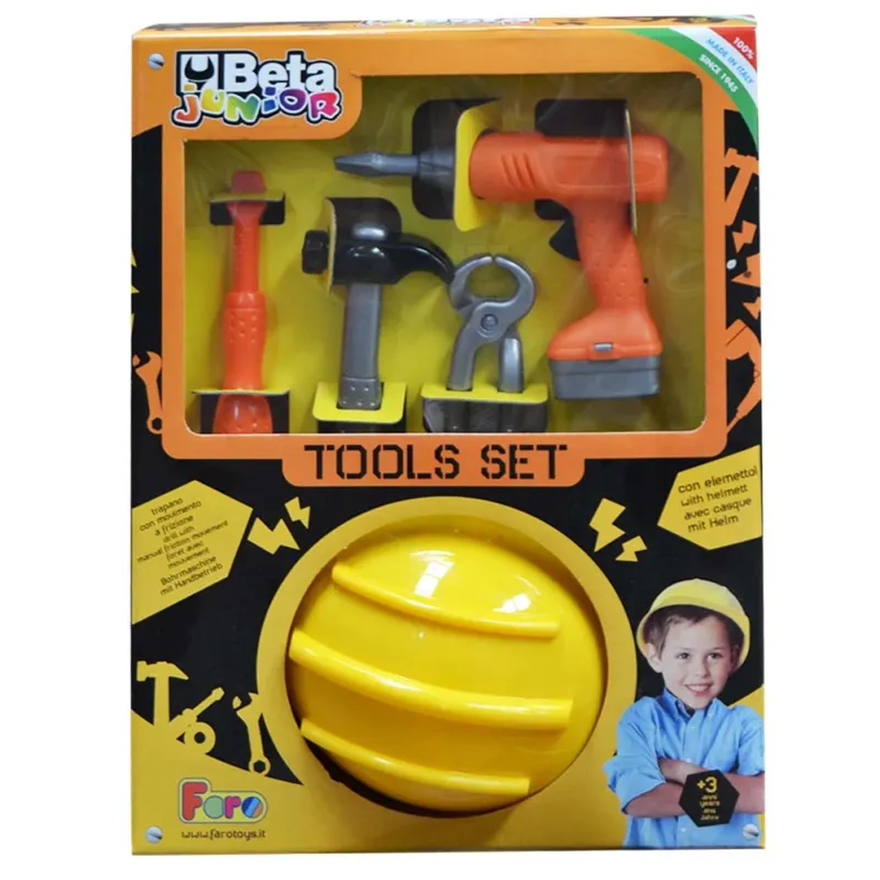 Set Attrezzi Beta Junior Con Trapano Giocattolo A Frizione Elmetto E Attrezzi Prezzo Basso
