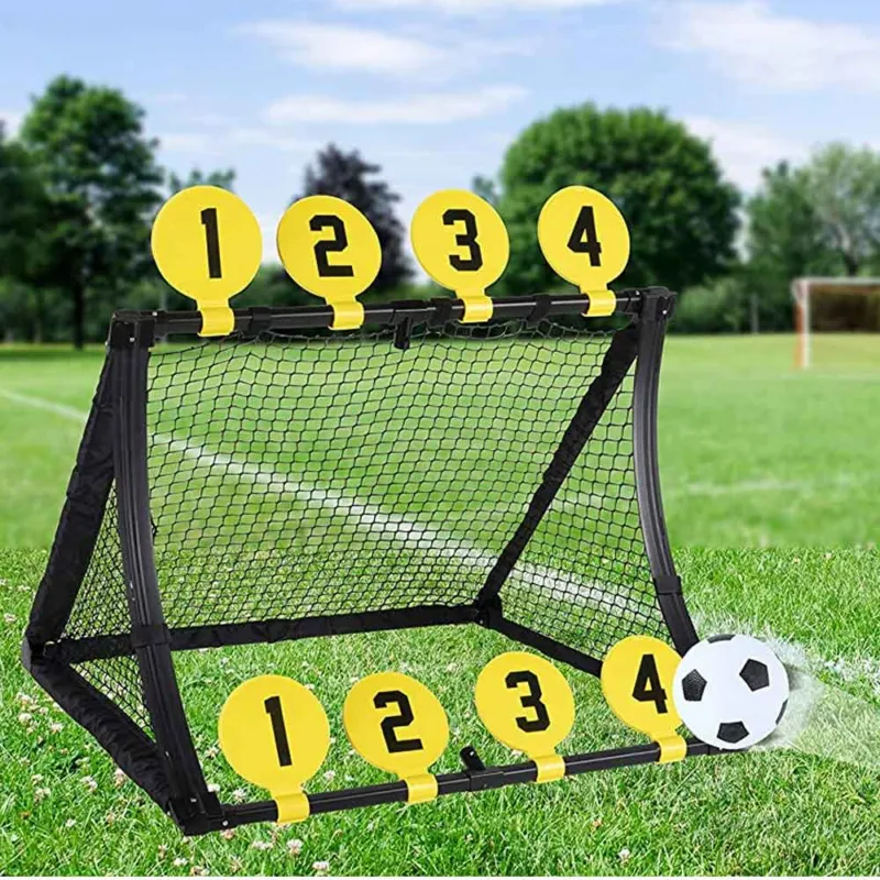 Di Tendenza Porta da Calcio 4in1 Giocattolo Bambini con Pallone Pompa Picchetti e Bersagli