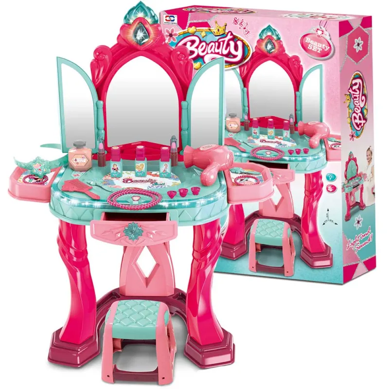 Specchiera Make Up Salone di Bellezza con Sgabello Musica Luci Kit Set Bellezza Vendita Finale