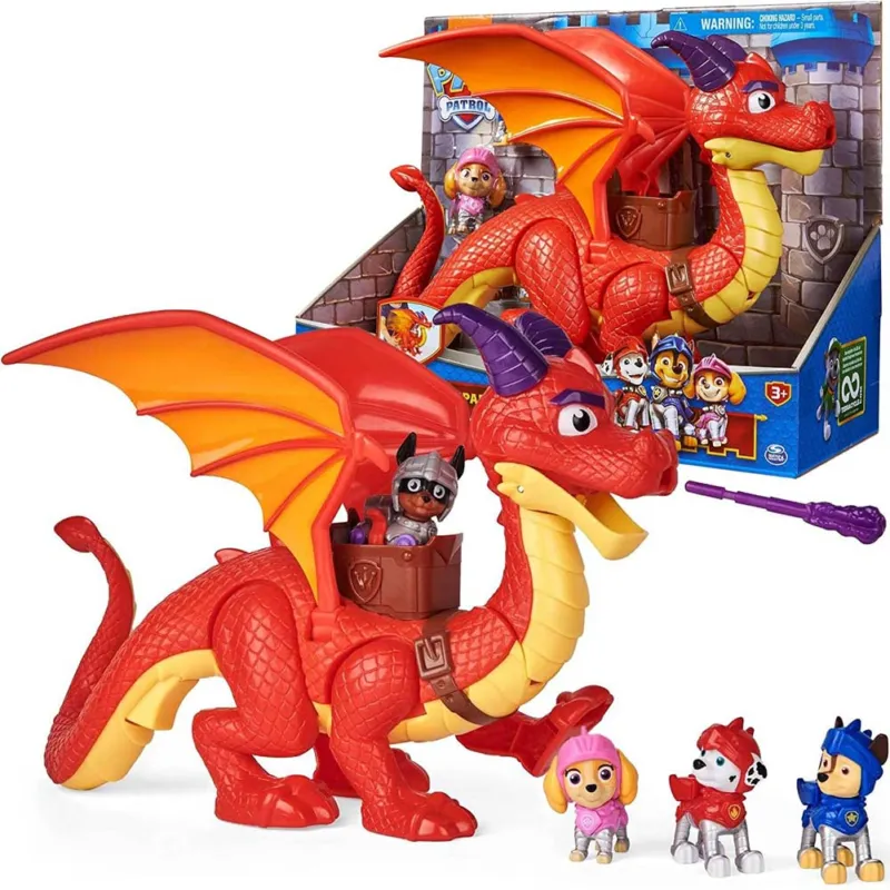 Più Venduto Paw Patrol Set Giocattoli 4 Personaggi e Drago Spara Proiettili con Ali Mobili