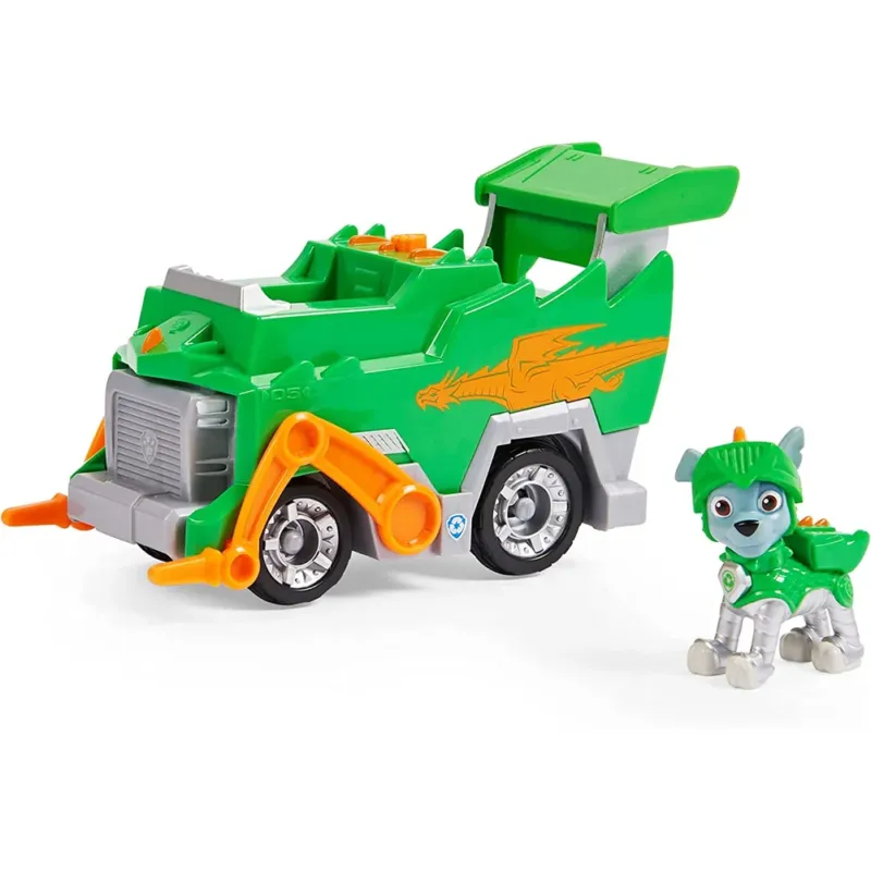 Paw Patrol Veicolo Rescue Knight Giocattolo con Personaggio Rocky Gioco Bambini Non Perdere