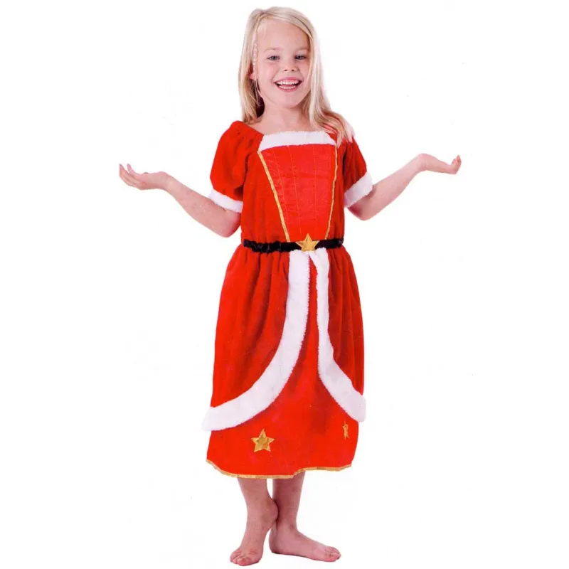 Prezzo Scontato Costume Natalizio Per Bambine Rosso E Bianco In Poliestere Travestimento Natale
