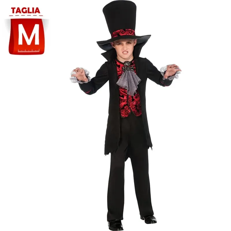 Acquista Ora Costume Lord Vampiro Bambino 5-6 Anni con Giacca e Cappello Halloween Carnevale