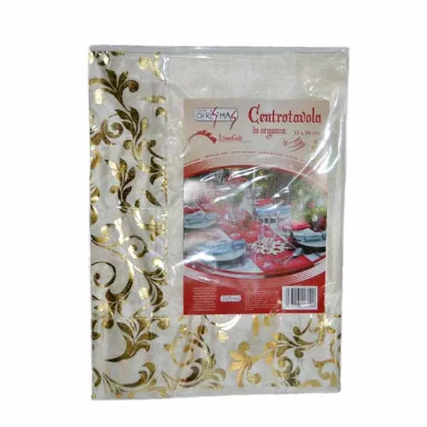 Consegna Rapida Centrotavola In Organza Decorazioni Color Oro Misure 35x94 cm Per Feste e Party