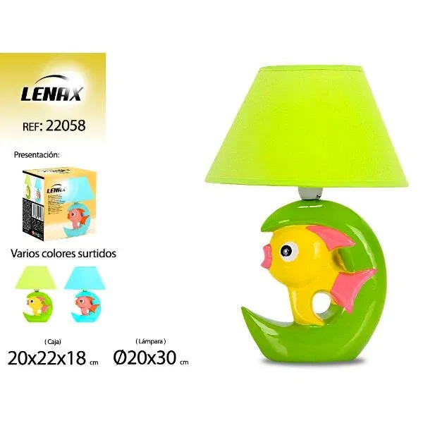 Prezzo Ridotto Lampada da Tavolo in Ceramica disegno Pesce 20 x 30 cm Colori Assortiti