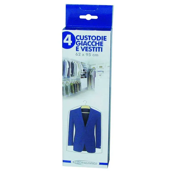 Nuova Collezione Custodie Trasparenti Per Giacche e Vestiti Set 5 Pezzi 62 x 95 cm Mongardi