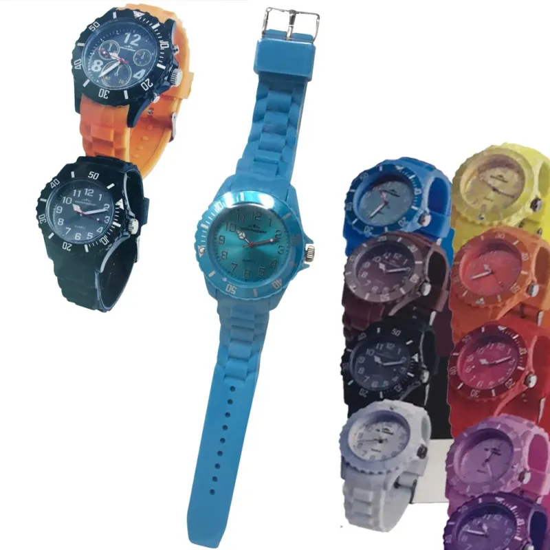 Esclusivo Orologio da Polso Quarzo Uomo Donna con Cinturino in silicone Colori Assortiti
