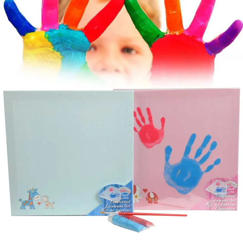Prezzo Ridotto Set 5 Pezzi Crea Stampa Su Quadro Impronta Mano Bambini Con Colori e Pennello