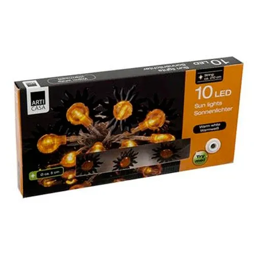 Striscia 10 LED Forma Sole Sun Bianco Caldo Interno Halloween Natale Arti Casa Vendita Finale