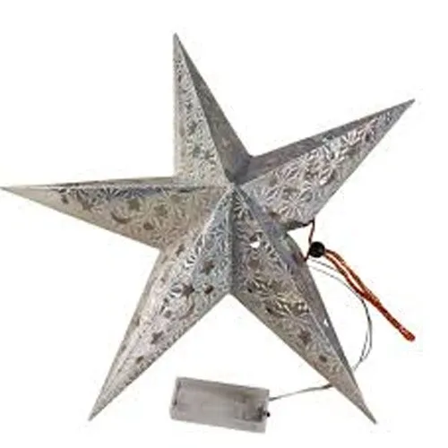 Subito Disponibile Stella Decorazione Natale Betterie Luminosa 15 LED Superfice Olografica 42x42cm