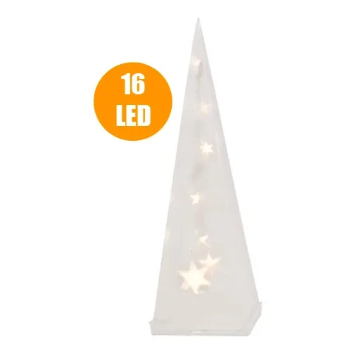 Sconto Piramide Natale Luminosa 16 LED Plastica Trasparente 60 cm Luce Bianco Caldo