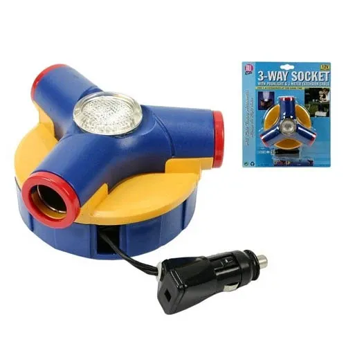 Reso Gratuito Tripla Presa Con Luce 24V Per Camion Barca Cavo Estendebile 3 Metri All Ride