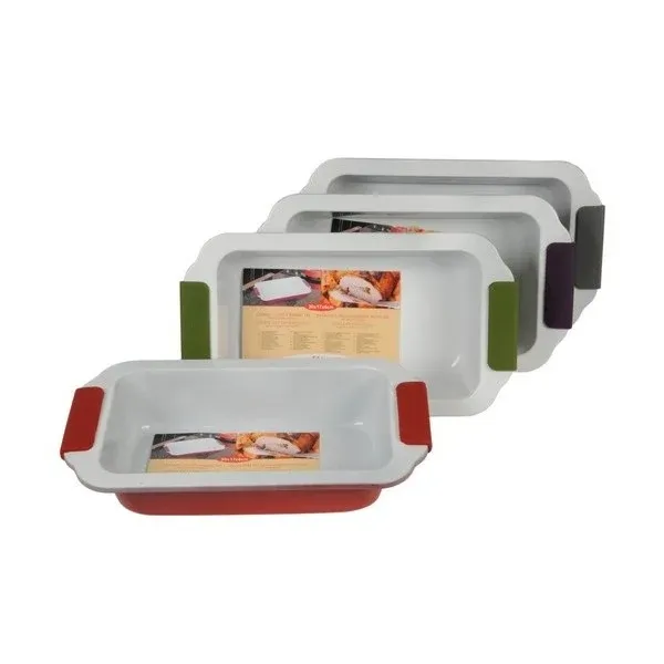 Saldi Teglia da forno in metallo 30x17x6 cm con manici in silicone colorati