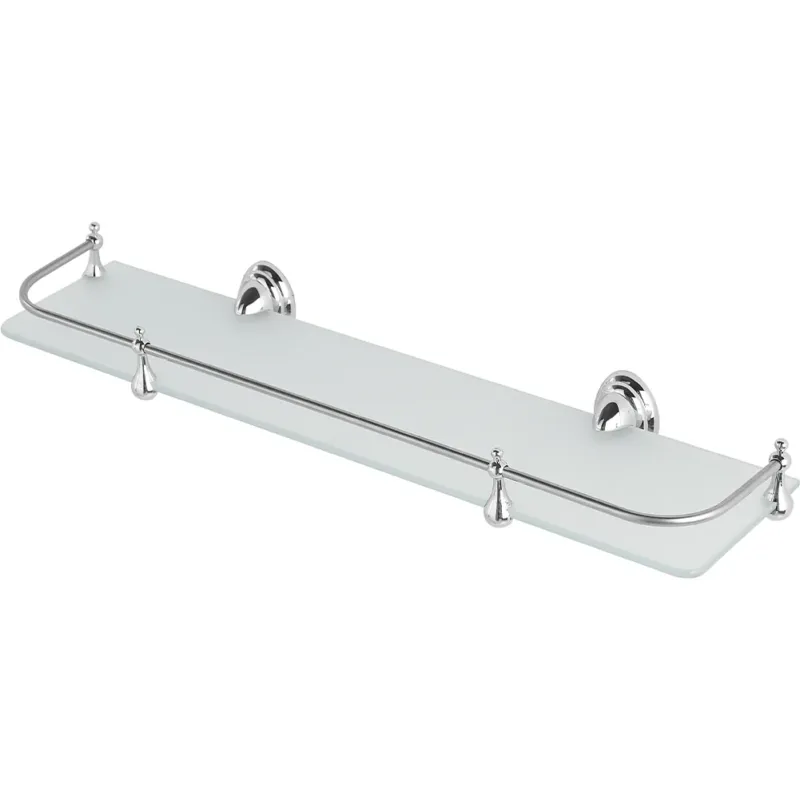 Mensola Bagno in Vetro Satinato Scaffale da Muro Acciaio Antiruggine 6x14x50 cm Novità