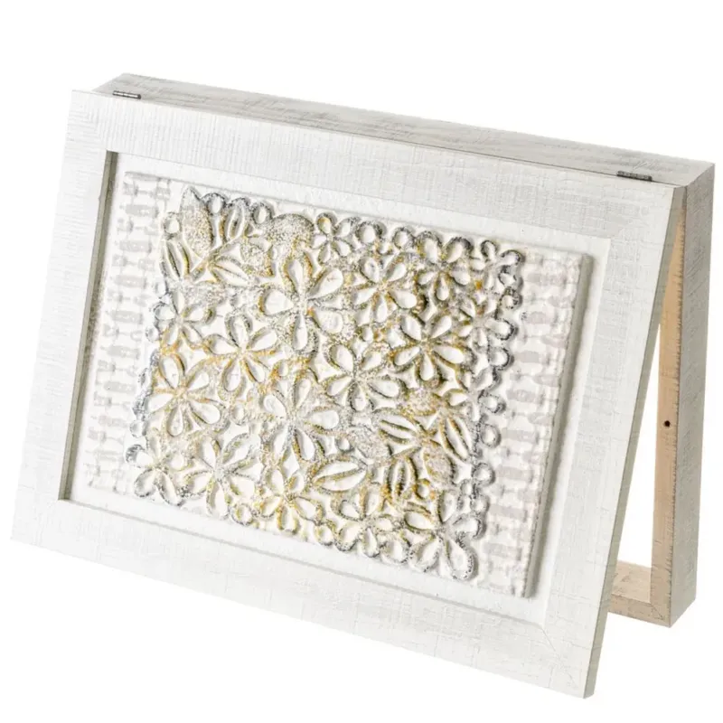 Vendita Finale Copri Contatore Elettrico con Porta Battente Legno MDF Bianco e Fiori Rilievo